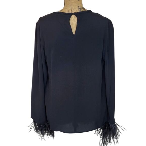 MARELLA Rivista Silk Crepe De Chine Blouse Removable Feather Cuffs NEW Size 8 - Picture 10 of 16